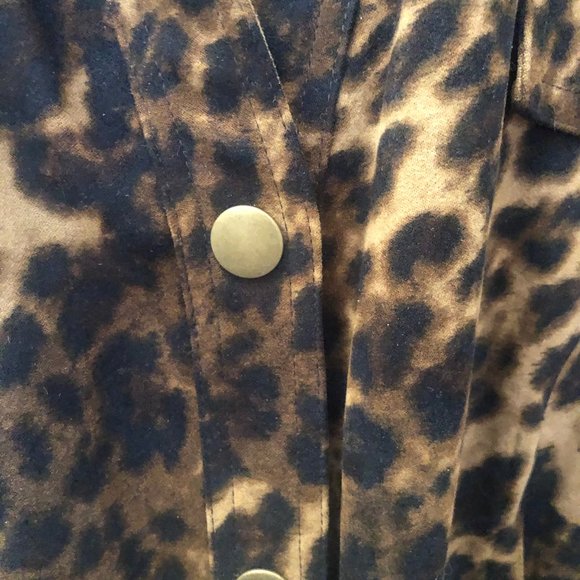 M Collection Leopard Print 3/4 Sleeve Blouse - Picture 4 of 16